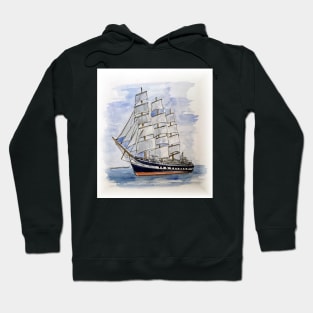 Tall Ship from an original watercolour sketch Hoodie